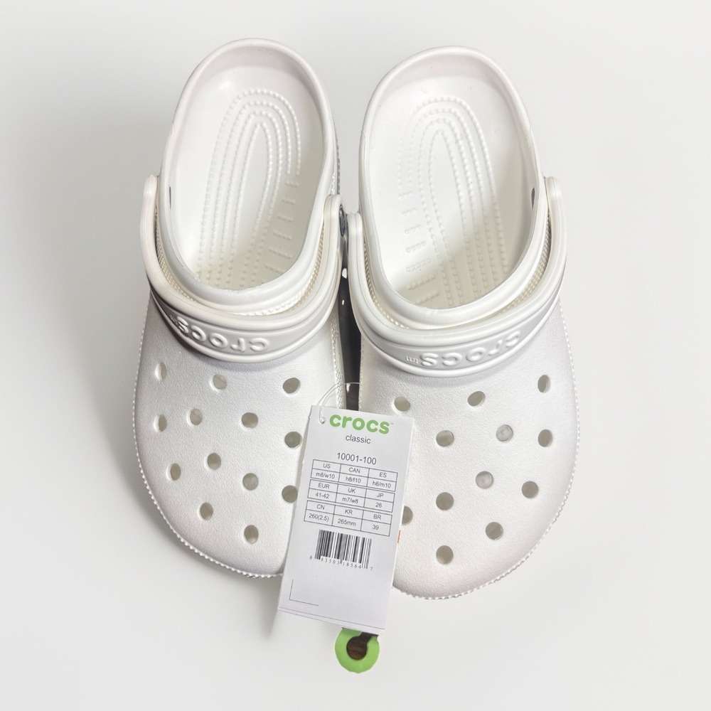 Crocs Classic Clogs Men's 8-Women's 10 In White - Picture 2 of 4